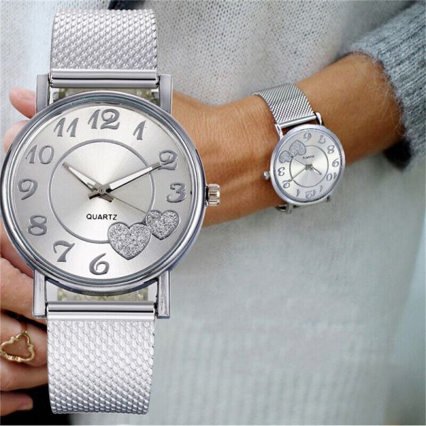 Fashion New Women Stainless Steel Double Heart